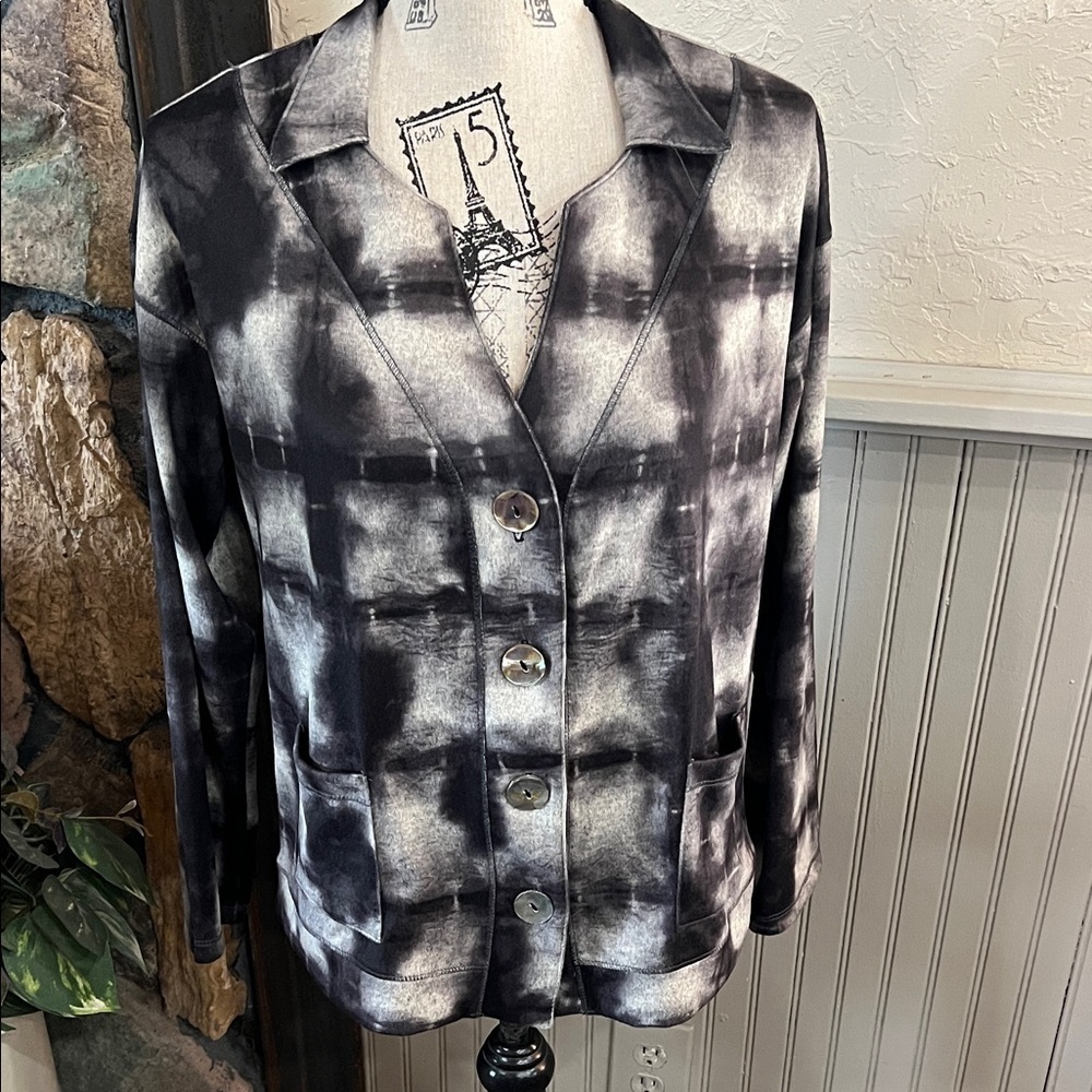 David Cline Black and White Button Down Shirt